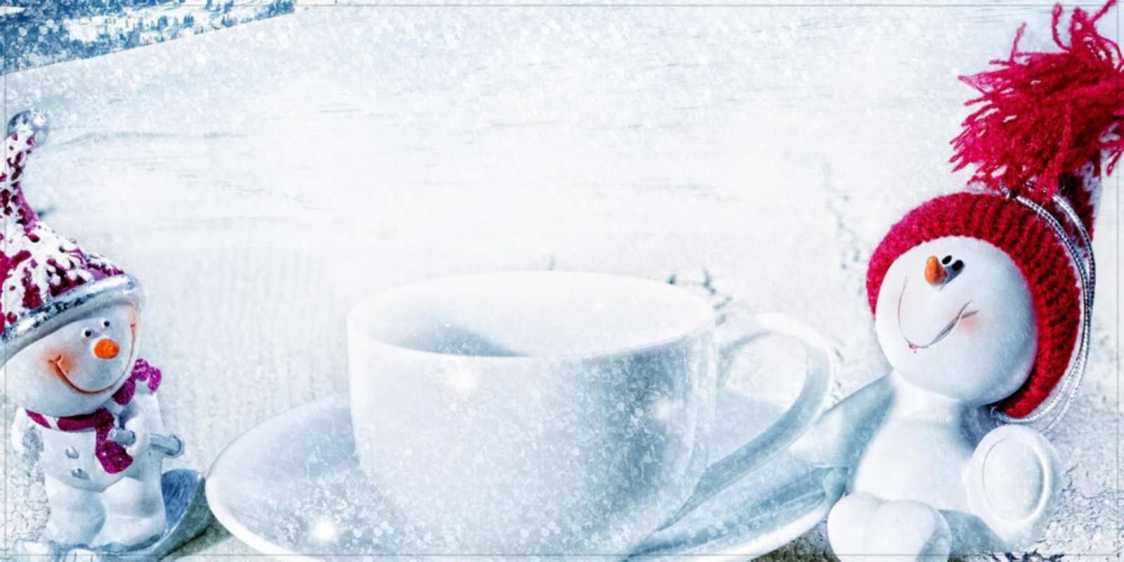 Открытка открытка со снеговиками чаша замерзшая Доброе утро 