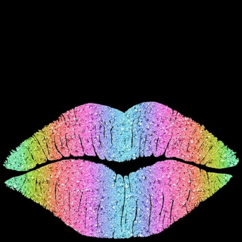 Открытка утренний поцелуй на черном фоне  радужные губы  Доброе утро 