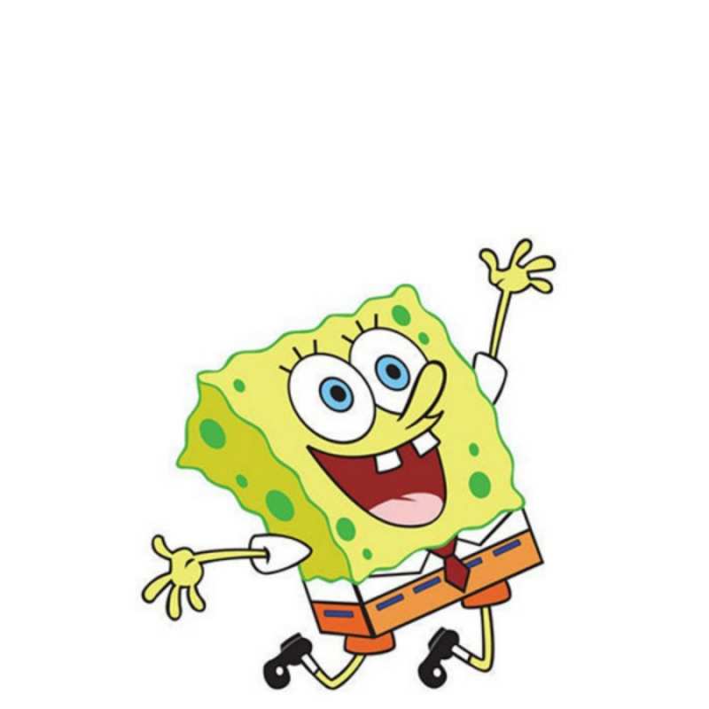 Открытка губка боб в прыжке  улыбающийся спанч Боб  Доброе утро 