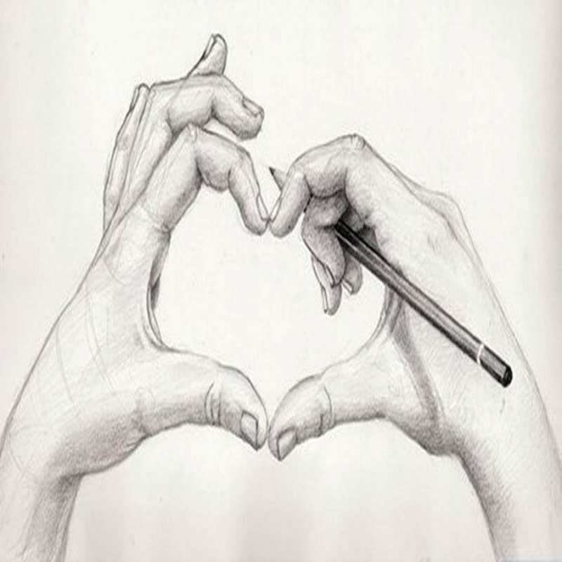 Открытка сердце из рук 1 карандашом 1 Хочу обнять тебя 