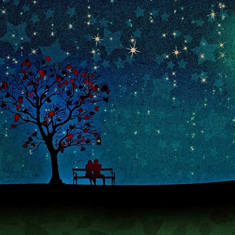 Открытка ночная красота  много звезд  Хочу обнять тебя 