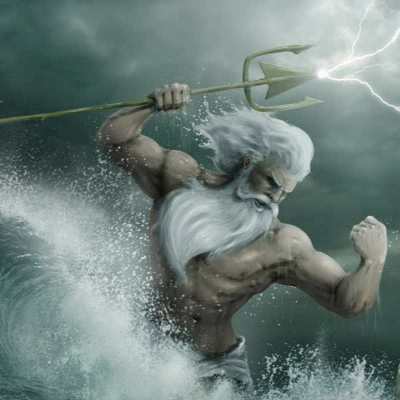 Открытка Нептун стреляет молнией  с днем Нептуна  С днем нептуна 