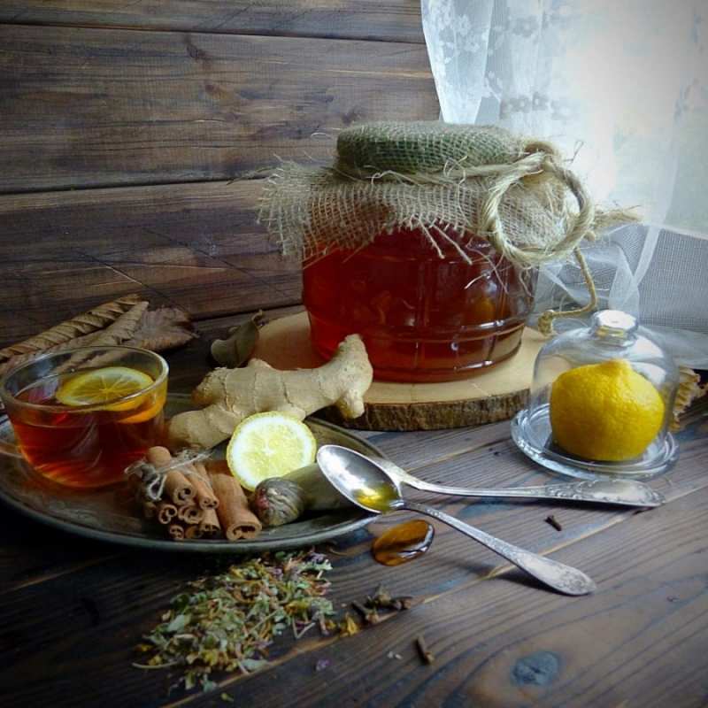 Открытка мед и лимон от простуды  банка с медом  Выздоравливай 