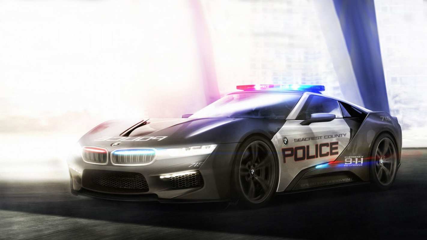 Открытка полицейская машина БМВ  полиция  С днем полиции 