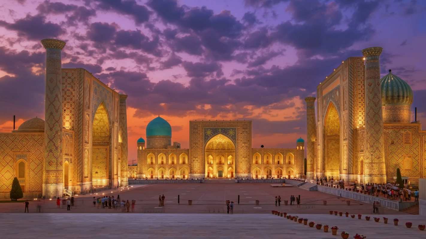 Открытка Самарканд мечеть  мечеть  С курбан айтом 