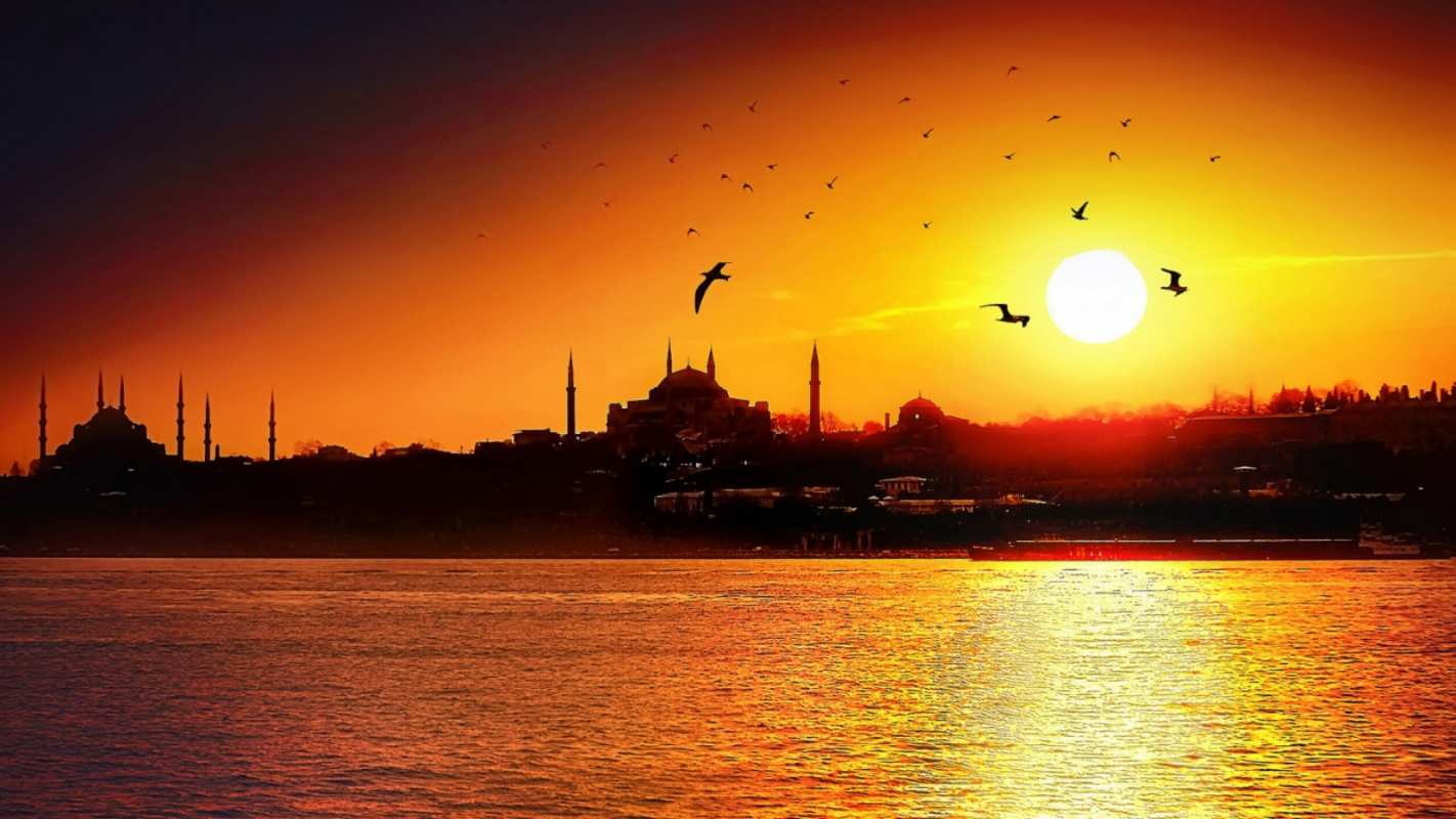 Открытка мечеть на закате  мечеть  С курбан айтом 