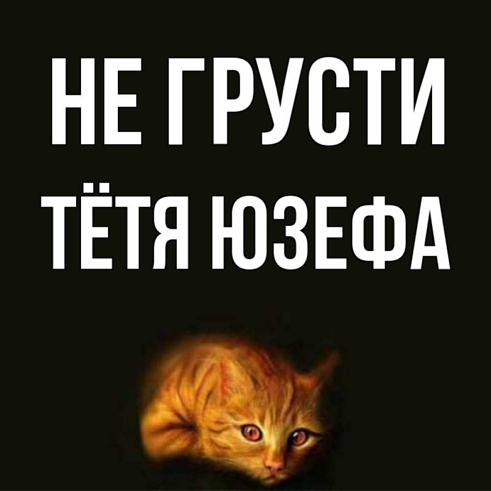 Открытка на каждый день с именем, Тётя-Юзефа Не грусти лежащий кот в темноте Прикольная открытка с пожеланием онлайн скачать бесплатно 