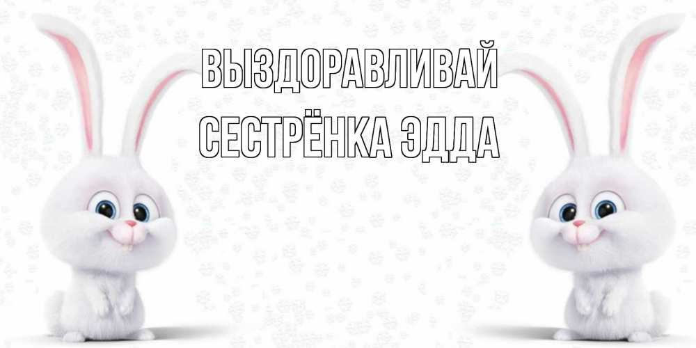 Открытка на каждый день с именем, Сестрёнка-Эдда Выздоравливай не болей с зайцем Прикольная открытка с пожеланием онлайн скачать бесплатно 