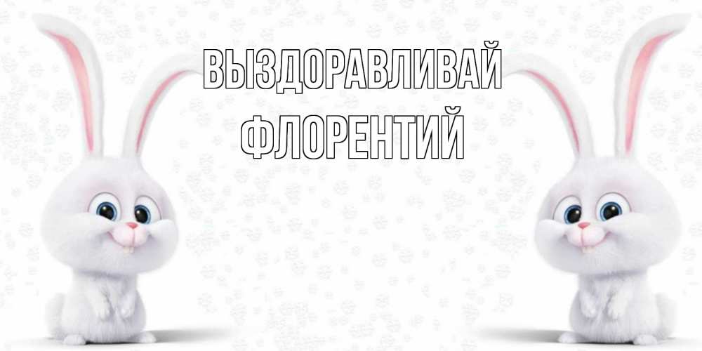 Открытка на каждый день с именем, Флорентий Выздоравливай не болей с зайцем Прикольная открытка с пожеланием онлайн скачать бесплатно 