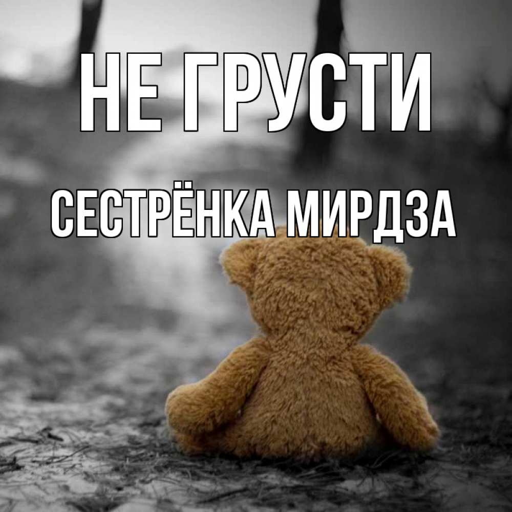 Открытка на каждый день с именем, Сестрёнка-Мирдза Не грусти медведь со спин Прикольная открытка с пожеланием онлайн скачать бесплатно 