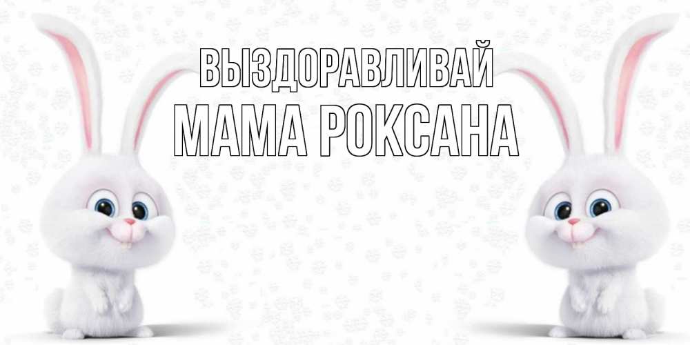 Открытка на каждый день с именем, Мама-Роксана Выздоравливай не болей с зайцем Прикольная открытка с пожеланием онлайн скачать бесплатно 