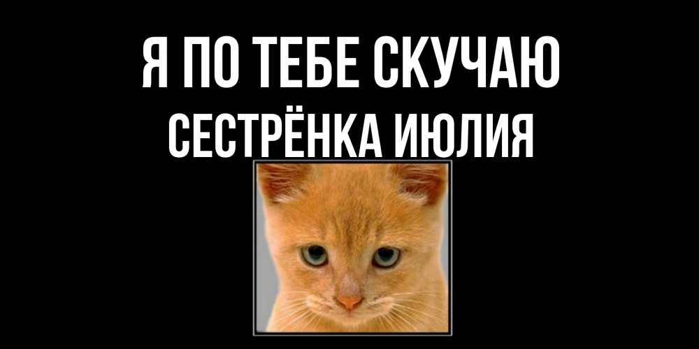 Открытка на каждый день с именем, Сестрёнка-Июлия Я по тебе скучаю открытки рыжий котенок скучает по тебе Прикольная открытка с пожеланием онлайн скачать бесплатно 
