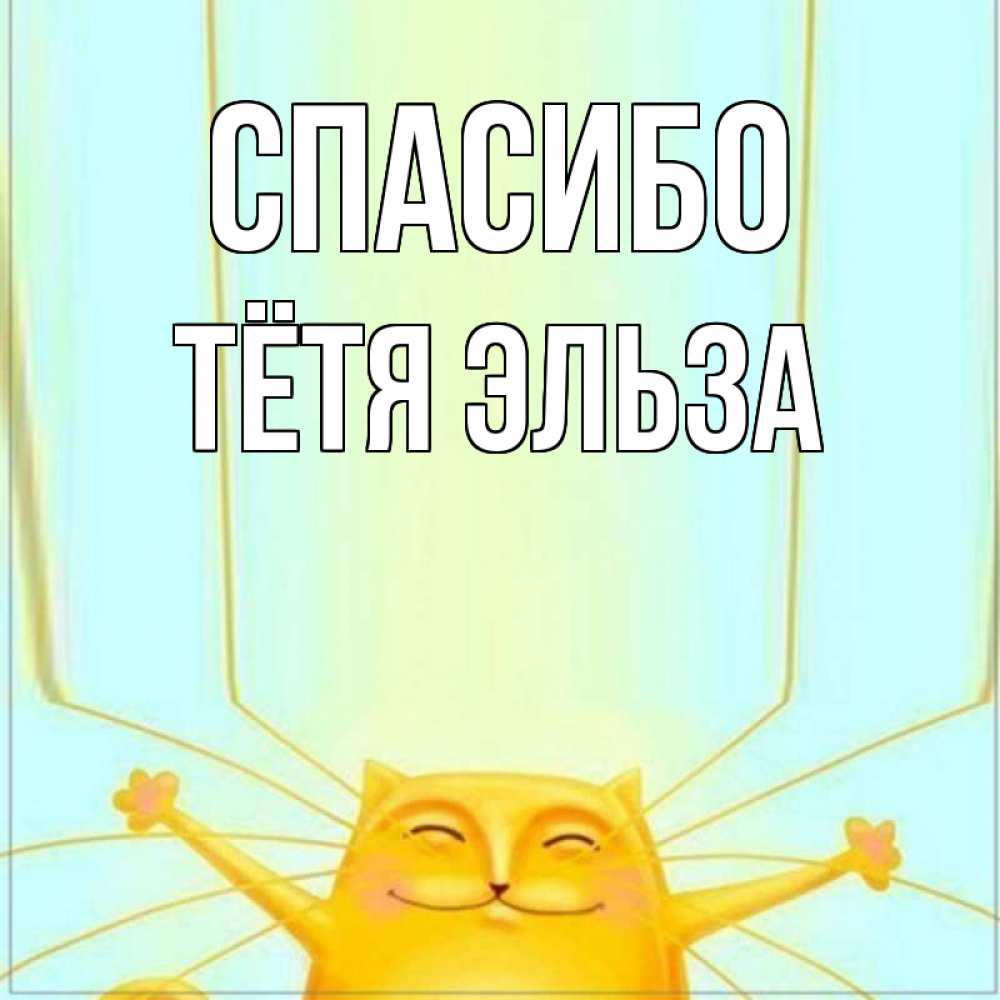 Открытка на каждый день с именем, Тётя-Эльза Спасибо кот с усами благодарит Прикольная открытка с пожеланием онлайн скачать бесплатно 