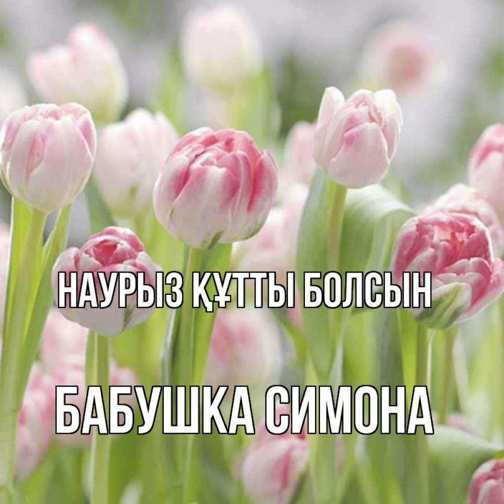 Открытка на каждый день с именем, Бабушка-Симона Наурыз құтты болсын цветы Прикольная открытка с пожеланием онлайн скачать бесплатно 