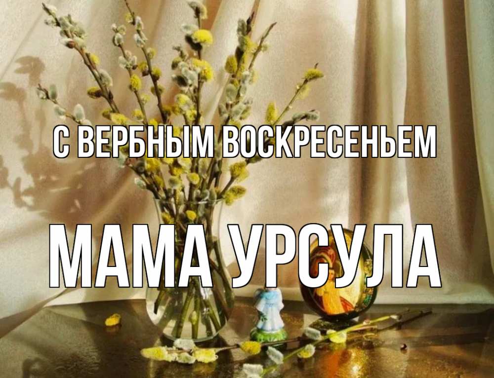 Открытка на каждый день с именем, Мама-Урсула С вербным воскресеньем верба 1 Прикольная открытка с пожеланием онлайн скачать бесплатно 