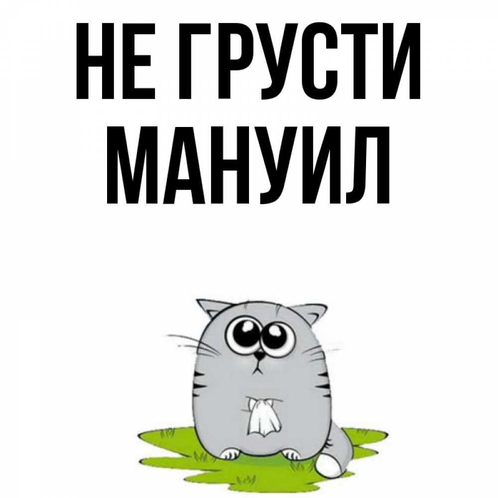Открытка на каждый день с именем, Мануил Не грусти грустный котяра Прикольная открытка с пожеланием онлайн скачать бесплатно 