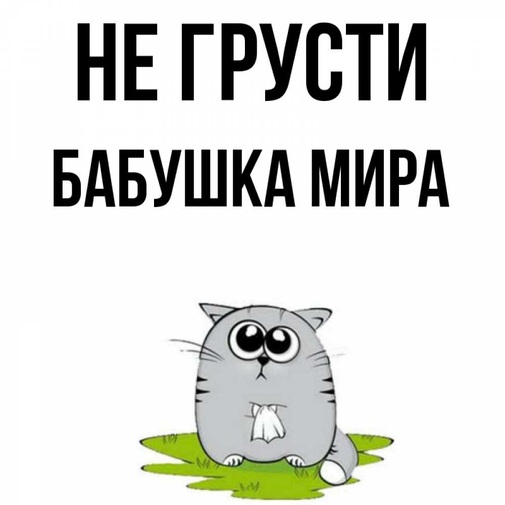 Открытка на каждый день с именем, Бабушка-Мира Не грусти грустный котяра Прикольная открытка с пожеланием онлайн скачать бесплатно 