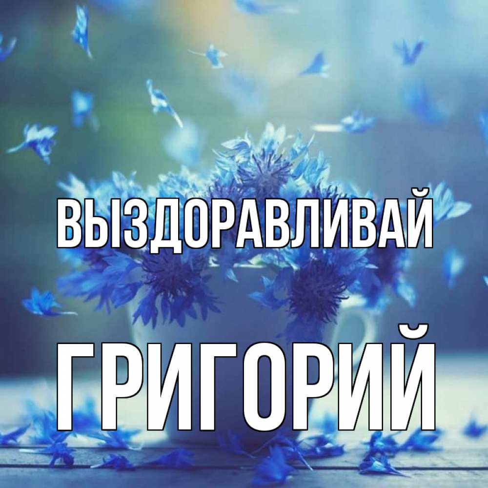 Открытка на каждый день с именем, Григорий Выздоравливай кружка с зельем и цветами Прикольная открытка с пожеланием онлайн скачать бесплатно 