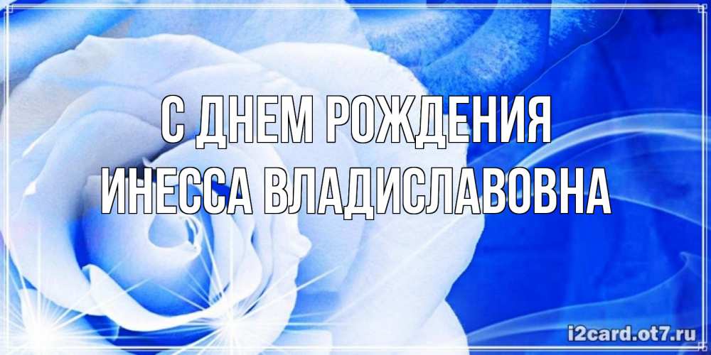 Открытка на каждый день с именем, Инесса-Владиславовна С днем рождения белая роза на голубом фоне Прикольная открытка с пожеланием онлайн скачать бесплатно 