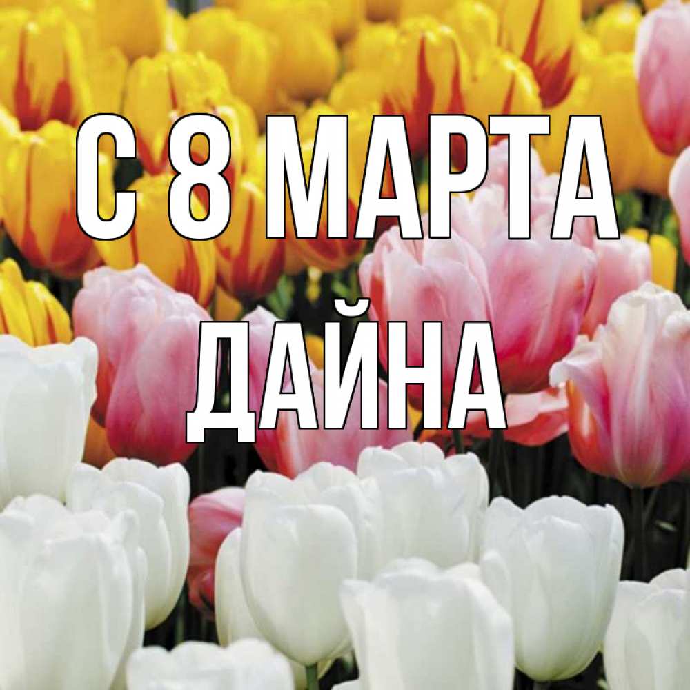 Открытка на каждый день с именем, Дайна С 8 марта разноцветные цветы Прикольная открытка с пожеланием онлайн скачать бесплатно 