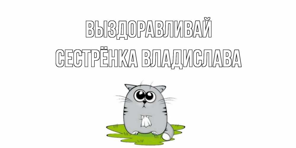 Открытка на каждый день с именем, Сестрёнка-Владислава Выздоравливай кот и открытки про выздоровление Прикольная открытка с пожеланием онлайн скачать бесплатно 