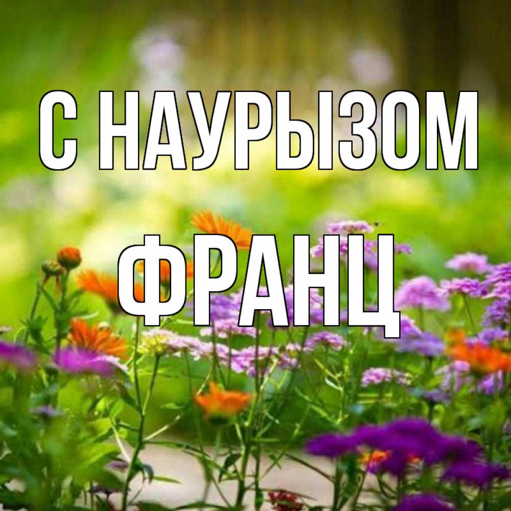 Открытка на каждый день с именем, Франц С наурызом цветы Прикольная открытка с пожеланием онлайн скачать бесплатно 