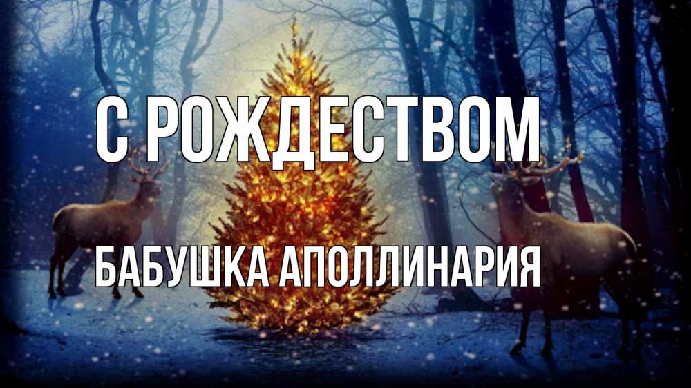 Открытка на каждый день с именем, Бабушка-Аполлинария С рождеством олени, новогодняя елка Прикольная открытка с пожеланием онлайн скачать бесплатно 