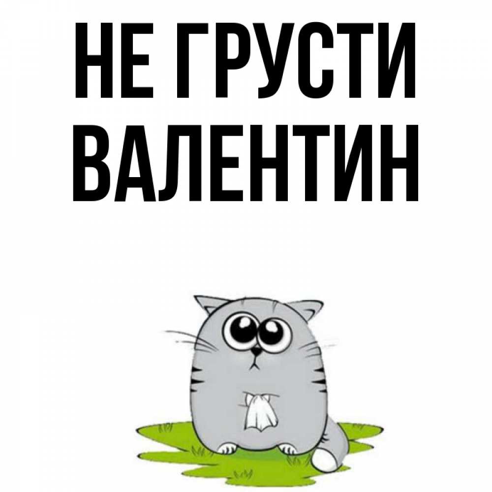 Открытка на каждый день с именем, Валентин Не грусти грустный котяра Прикольная открытка с пожеланием онлайн скачать бесплатно 
