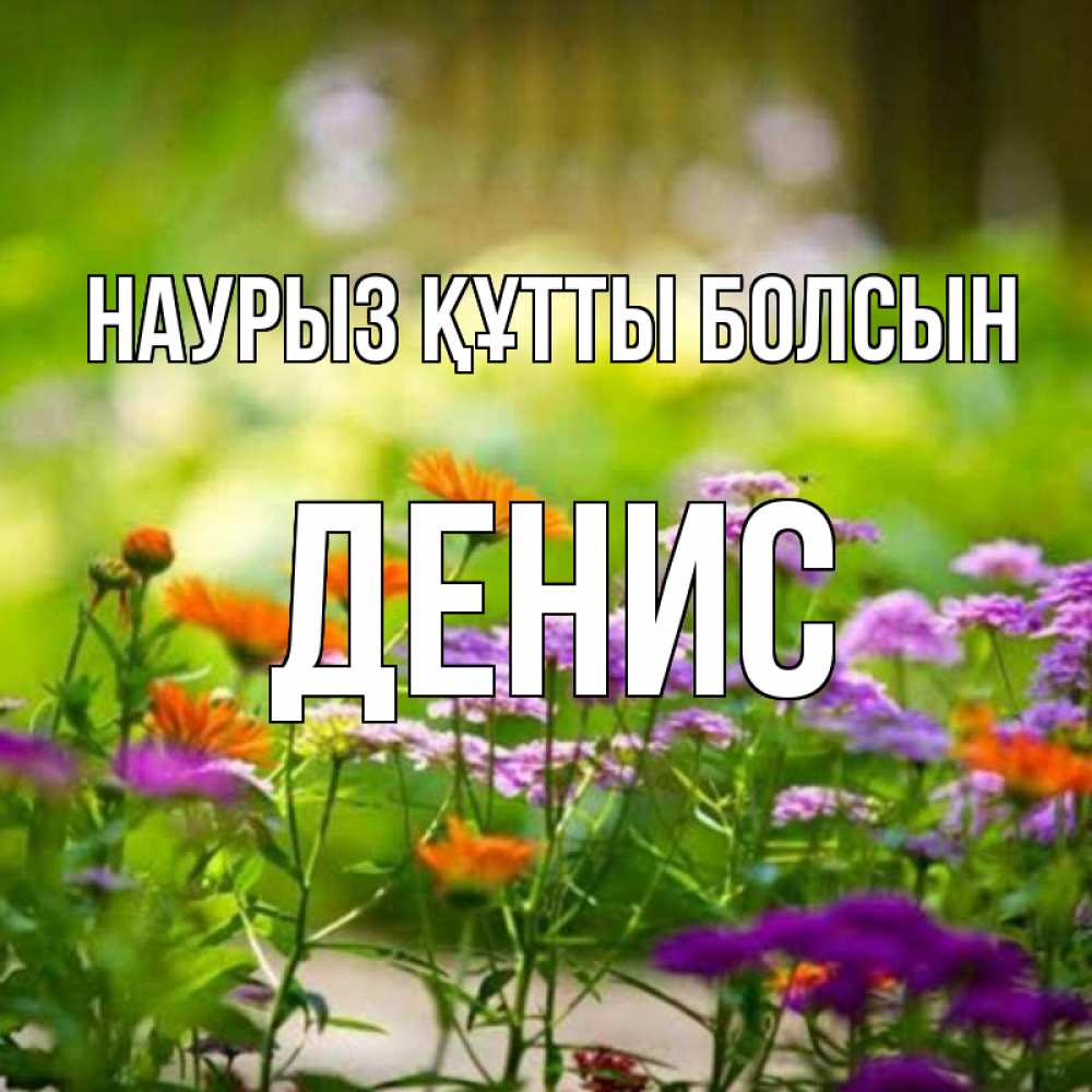 Открытка на каждый день с именем, Денис Наурыз құтты болсын цветы Прикольная открытка с пожеланием онлайн скачать бесплатно 