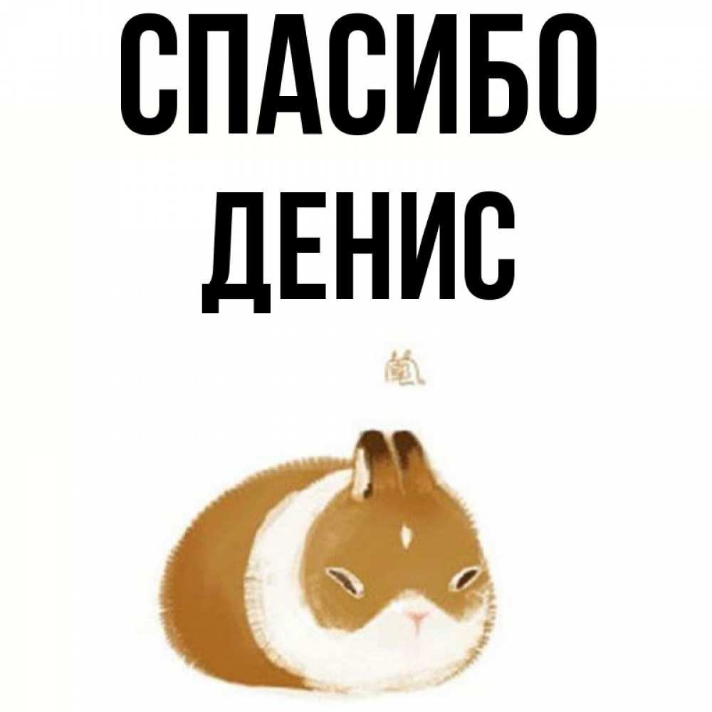Открытка на каждый день с именем, Денис Спасибо коричнево белый домашний питомец Прикольная открытка с пожеланием онлайн скачать бесплатно 
