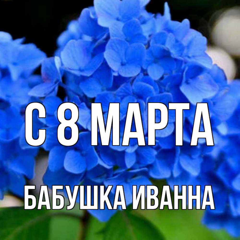 Открытка на каждый день с именем, Бабушка-Иванна С 8 марта синие цветы Прикольная открытка с пожеланием онлайн скачать бесплатно 