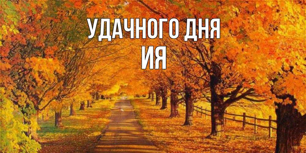 Открытка на каждый день с именем, Ия Удачного дня деревья с осенними листьями Прикольная открытка с пожеланием онлайн скачать бесплатно 