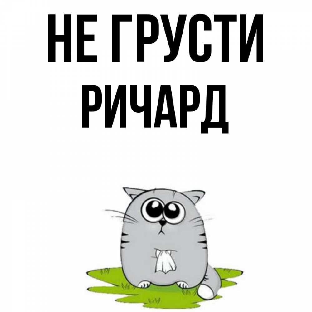 Открытка на каждый день с именем, Ричард Не грусти грустный котяра Прикольная открытка с пожеланием онлайн скачать бесплатно 