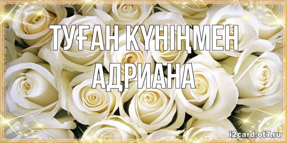 Открытка на каждый день с именем, Адриана Туған күніңмен открытка с белыми розами. большой букет белых роз Прикольная открытка с пожеланием онлайн скачать бесплатно 
