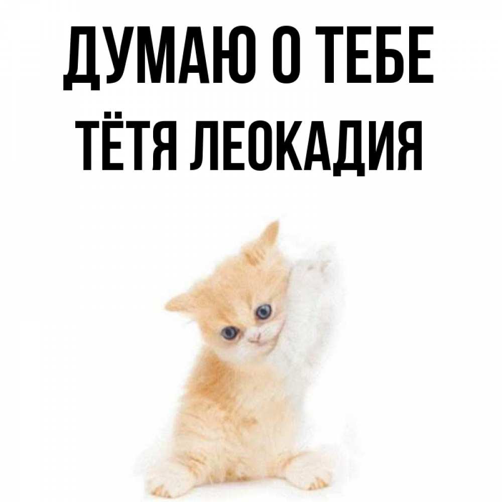 Открытка на каждый день с именем, Тётя-Леокадия Думаю о тебе зверушки и милота Прикольная открытка с пожеланием онлайн скачать бесплатно 