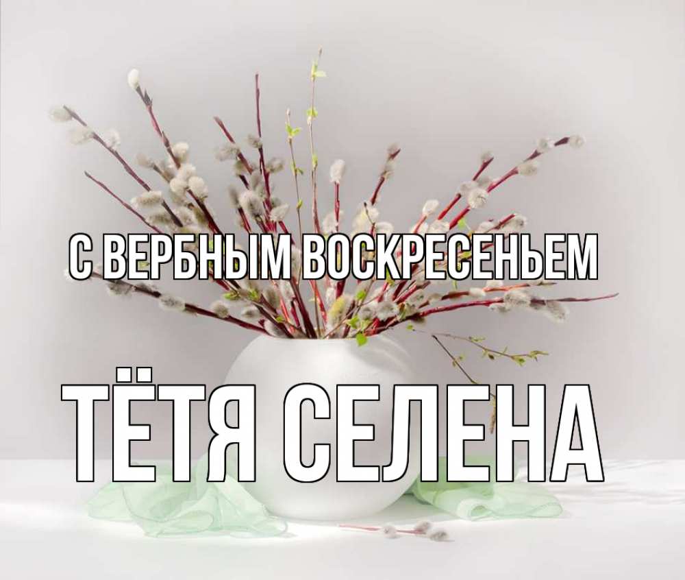 Открытка на каждый день с именем, Тётя-Селена С вербным воскресеньем верба Прикольная открытка с пожеланием онлайн скачать бесплатно 