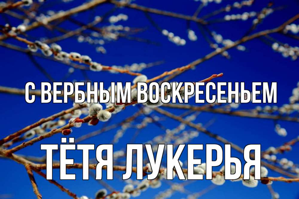 Открытка на каждый день с именем, Тётя-Лукерья С вербным воскресеньем верба Прикольная открытка с пожеланием онлайн скачать бесплатно 