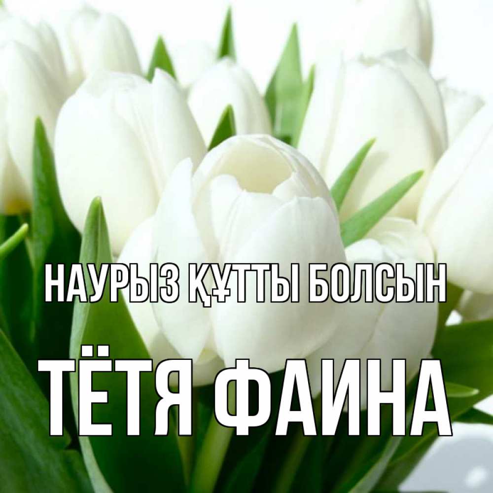 Открытка на каждый день с именем, Тётя-Фаина Наурыз құтты болсын цветы Прикольная открытка с пожеланием онлайн скачать бесплатно 