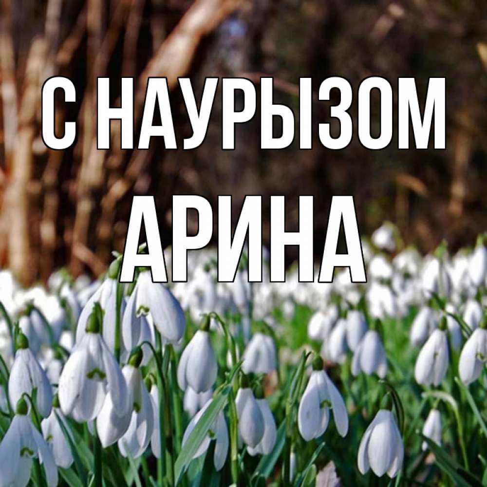 Открытка на каждый день с именем, Арина С наурызом с подснежниками 1 Прикольная открытка с пожеланием онлайн скачать бесплатно 