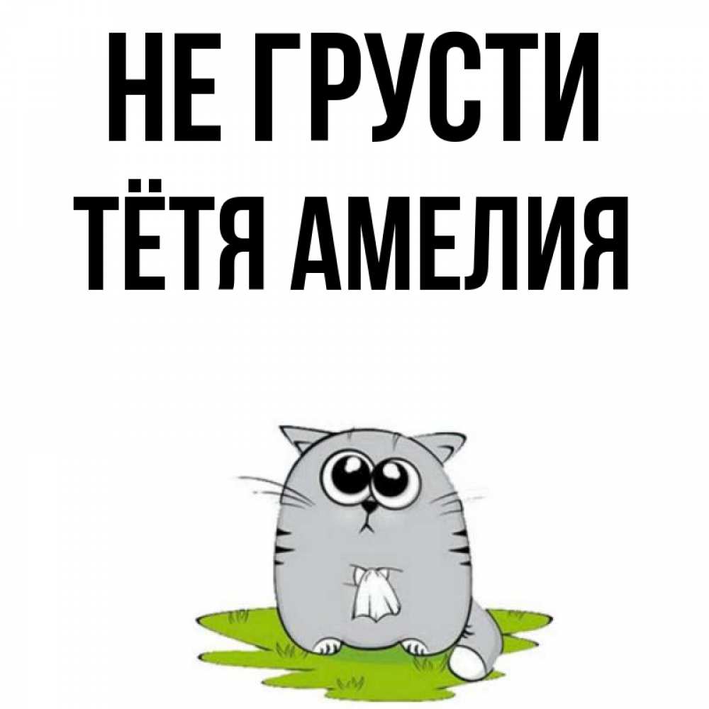 Открытка на каждый день с именем, Тётя-Амелия Не грусти грустный котяра Прикольная открытка с пожеланием онлайн скачать бесплатно 