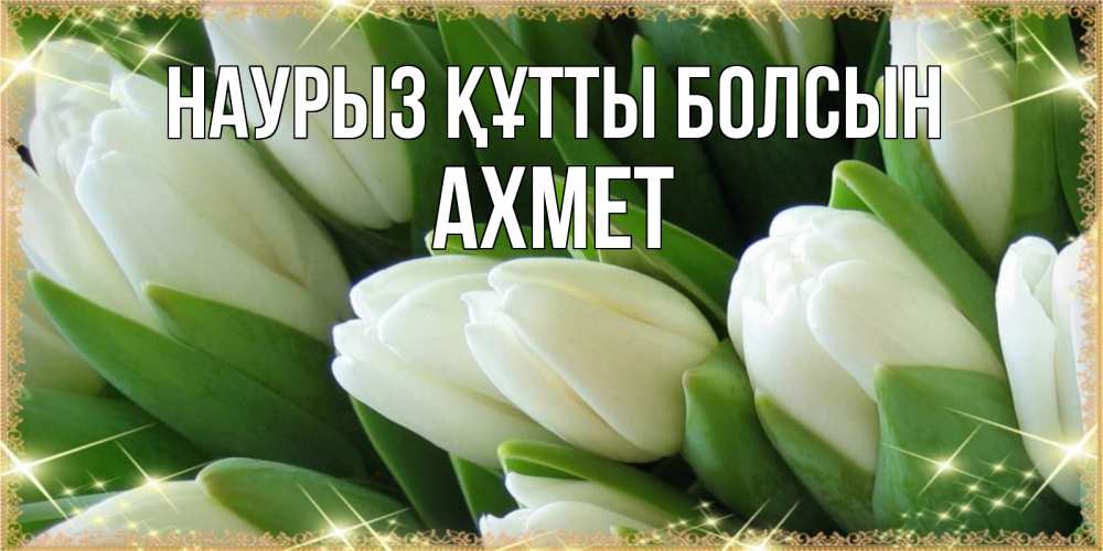 Открытка на каждый день с именем, Ахмет Наурыз құтты болсын поздравляем с наурызом Прикольная открытка с пожеланием онлайн скачать бесплатно 