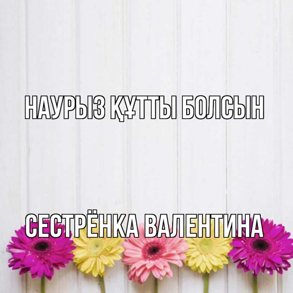 Открытка на каждый день с именем, Сестрёнка-Валентина Наурыз құтты болсын женщинам 1 Прикольная открытка с пожеланием онлайн скачать бесплатно 