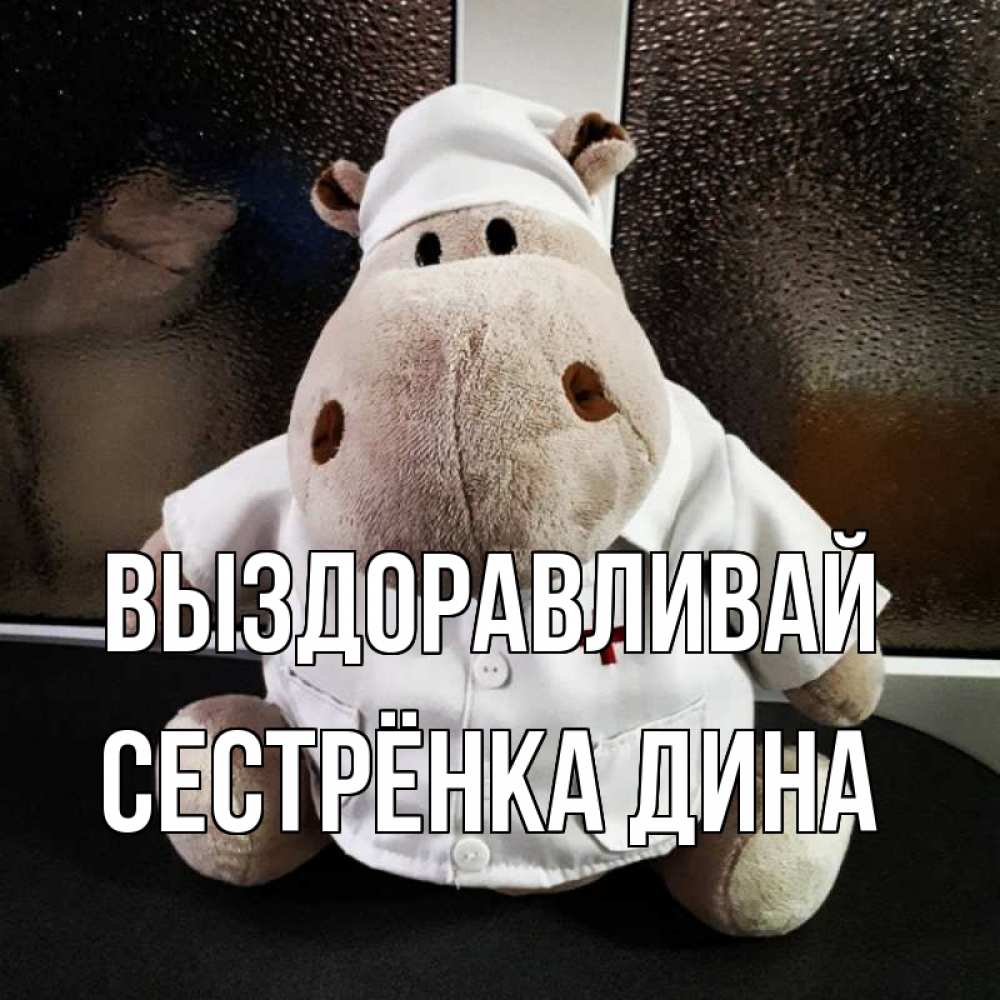 Открытка на каждый день с именем, Сестрёнка-Дина Выздоравливай всех излечит исцелит Прикольная открытка с пожеланием онлайн скачать бесплатно 