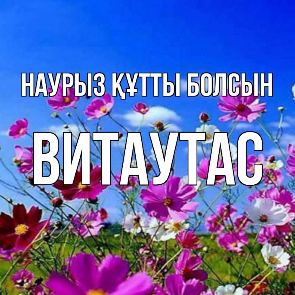 Открытка на каждый день с именем, Витаутас Наурыз құтты болсын цветы Прикольная открытка с пожеланием онлайн скачать бесплатно 