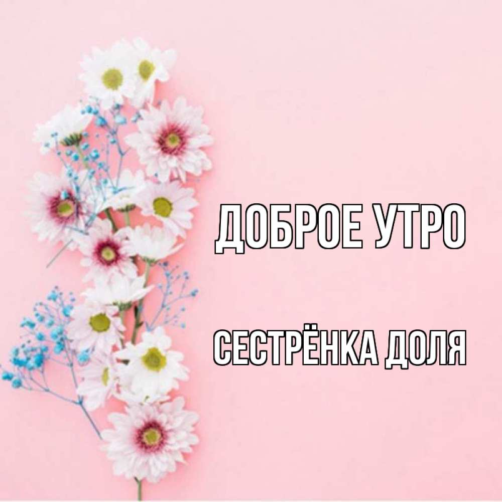 Открытка на каждый день с именем, Сестрёнка-Доля Доброе утро цветы с подписью Прикольная открытка с пожеланием онлайн скачать бесплатно 
