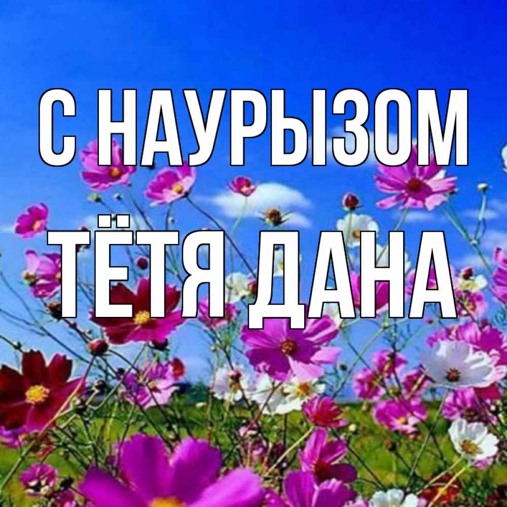 Открытка на каждый день с именем, Тётя-Дана С наурызом цветы Прикольная открытка с пожеланием онлайн скачать бесплатно 