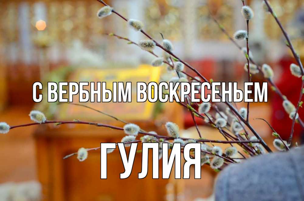 Открытка на каждый день с именем, Гулия С вербным воскресеньем верба Прикольная открытка с пожеланием онлайн скачать бесплатно 
