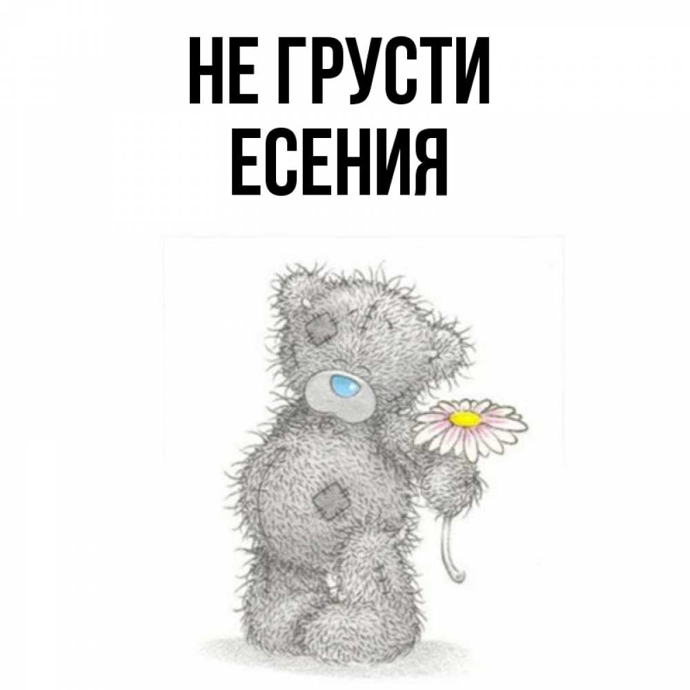 Открытка на каждый день с именем, Есения Не грусти Плюшевый медвежонок с заплатками Прикольная открытка с пожеланием онлайн скачать бесплатно 