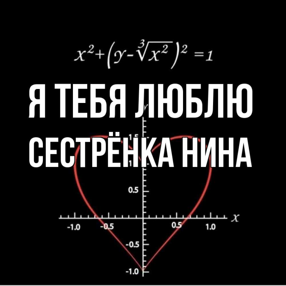 Открытка на каждый день с именем, Сестрёнка-Нина Я тебя люблю сердечная формула Прикольная открытка с пожеланием онлайн скачать бесплатно 