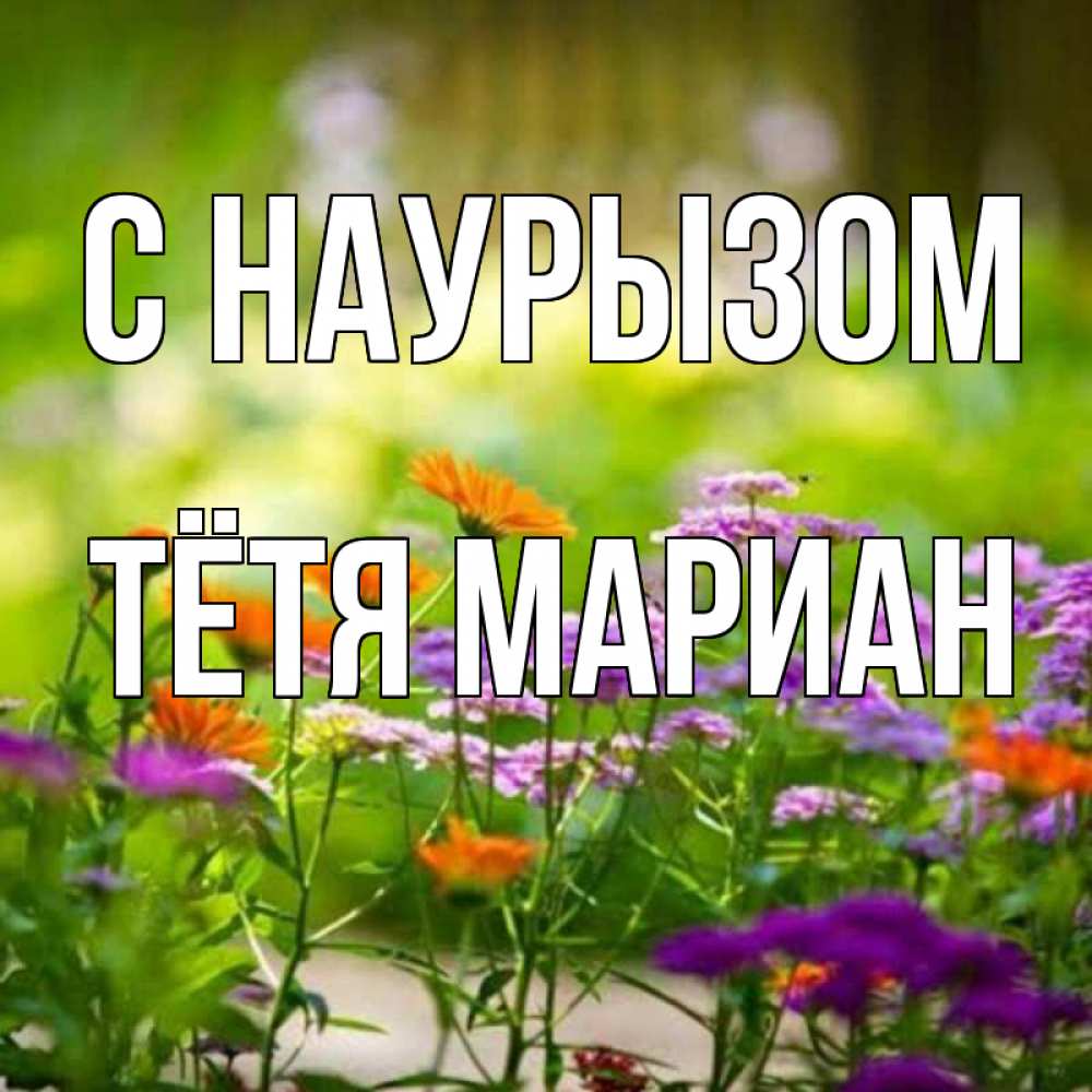 Открытка на каждый день с именем, Тётя-Мариан С наурызом цветы Прикольная открытка с пожеланием онлайн скачать бесплатно 